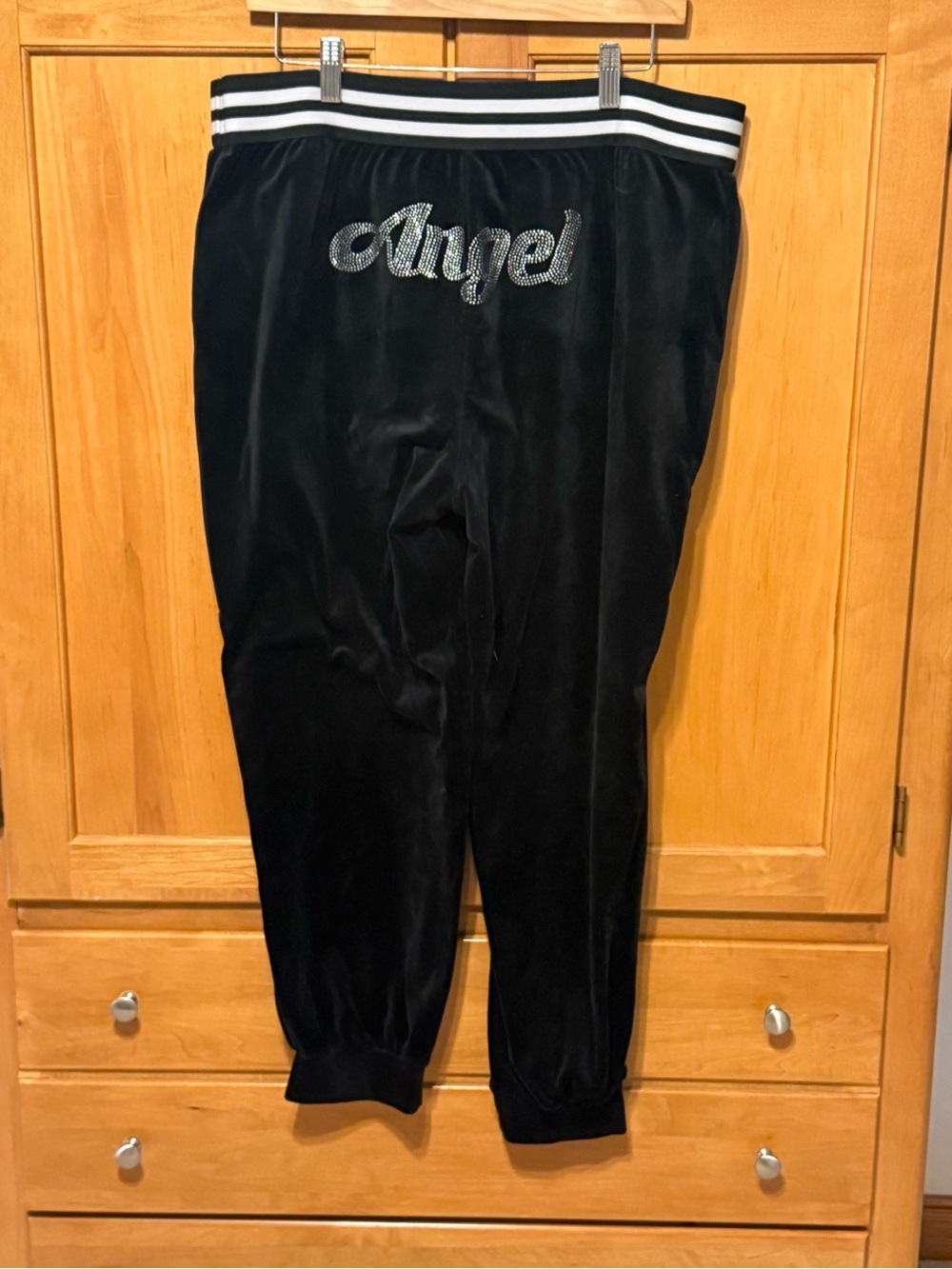 No Boundaries Black Velvet 'Angel' Rhinestone Joggers